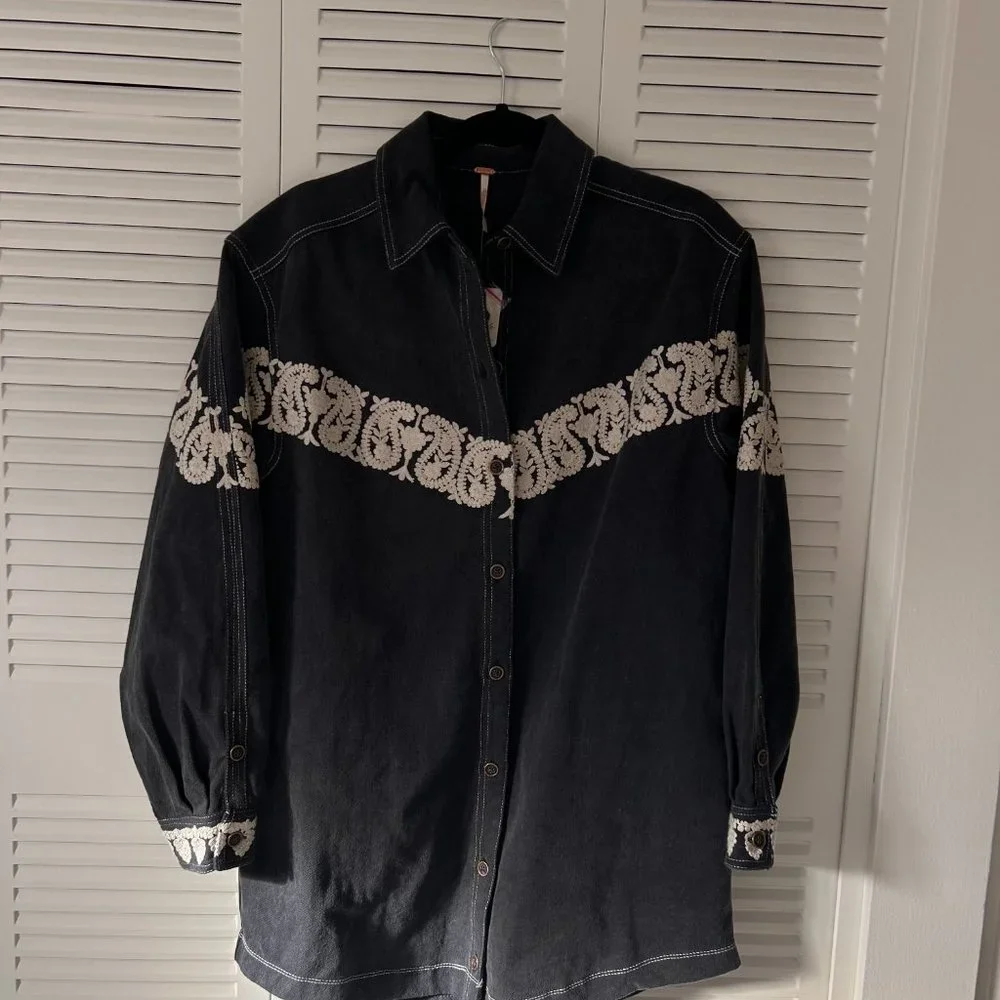 NWT Free People Bali Midnight City Denim Mini Dress - Picture 5 of 7